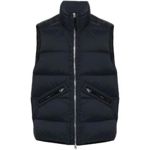 Gewatteerd Navy Vest Hoge Kraag Rits Stone Island , Blue , Heren