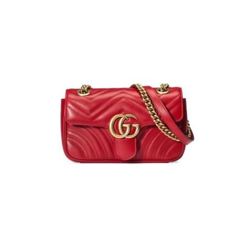 Rode Mini Tas met Kettingflap Gucci , Red , Dames