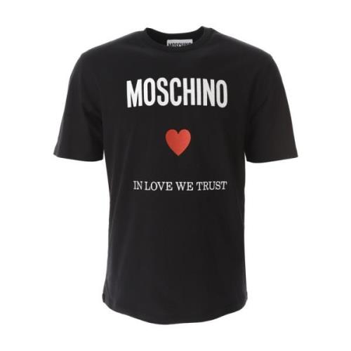 Biologisch Katoen Liefde Vertrouwen T-shirt Moschino , Black , Heren