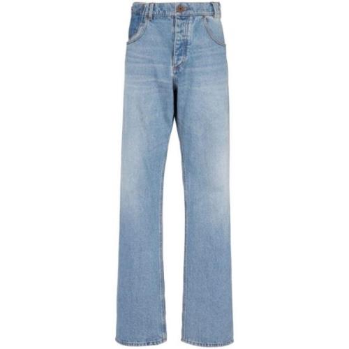 Wijde Pijp Katoenen Jeans Balmain , Blue , Heren