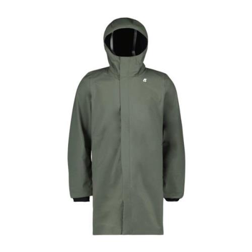 Gevoerde Parka met Hoge Kraag K-Way , Green , Heren