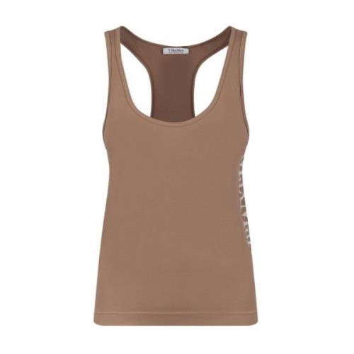 Bruine Logo Print Mouwloze Top Max Mara , Brown , Dames