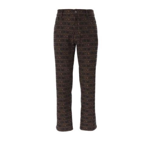 Jacquard Logo Katoenen Broek Bruin Moschino , Brown , Heren