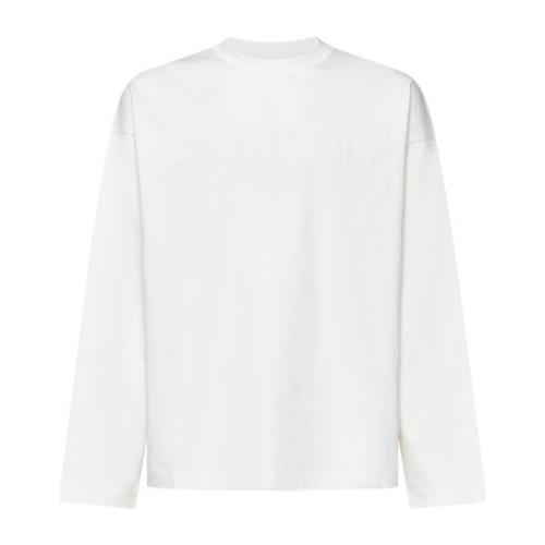 Wit Katoenen T-shirt met Lange Mouwen Jil Sander , White , Heren