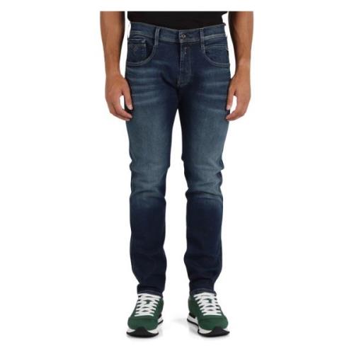 Slim Fit Jeans met Hyperflex Technologie Replay , Blue , Heren