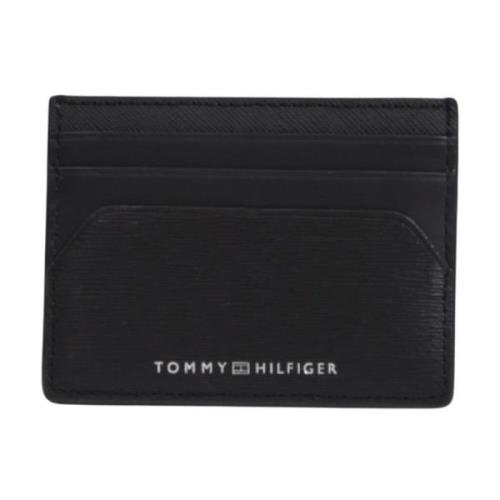 Zwarte Leren Portemonnee - Eenvoudig Ontwerp Tommy Hilfiger , Black , ...