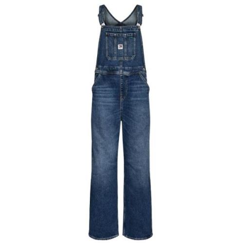 Donkerblauwe Denim Dungarees Wide Fit Tommy Hilfiger , Blue , Dames