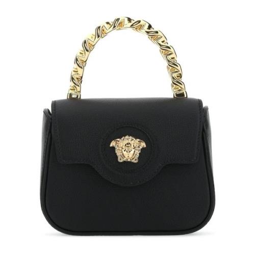 Mini Top Handle Leren Tas Versace , Black , Dames