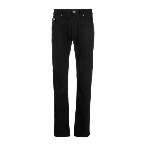 Stretch Rinsed Denim Jeans Zwart Versace , Black , Heren