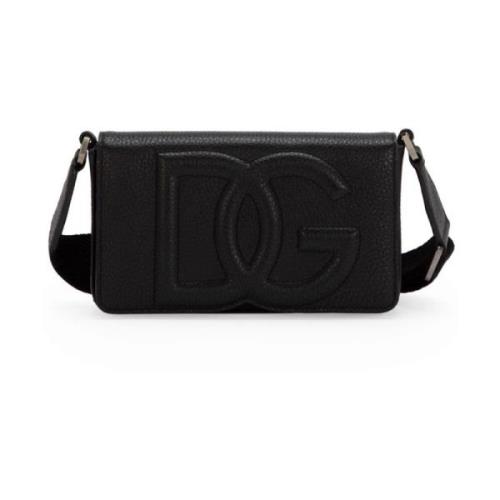 Zwarte Leren Crossbody Tas Dolce & Gabbana , Black , Heren