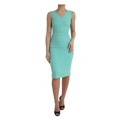 Groene mouwloze Bodycon Midi Jurk Dolce & Gabbana , Green , Dames