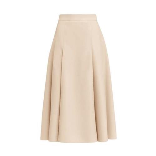 Faux leren A-lijn midi rok Essentiel Antwerp , Beige , Dames