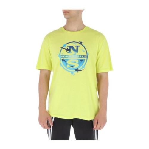 Gele Print T-shirt Alle Seizoenen North Sails , Yellow , Heren