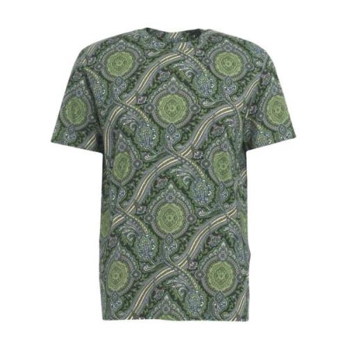 Paisley Print Crew Neck T-shirt Etro , Green , Heren