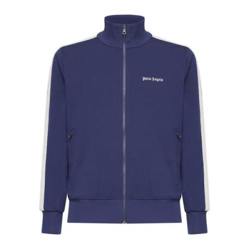 Navy Blue Track Jacket met Logo Palm Angels , Blue , Heren