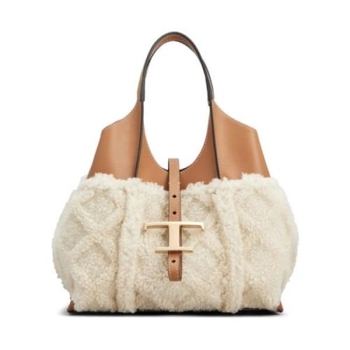 Witte Leren Handtas met T Hanger Tod's , White , Dames