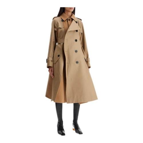 Hybride Trenchcoat in Gabardine Sacai , Beige , Dames