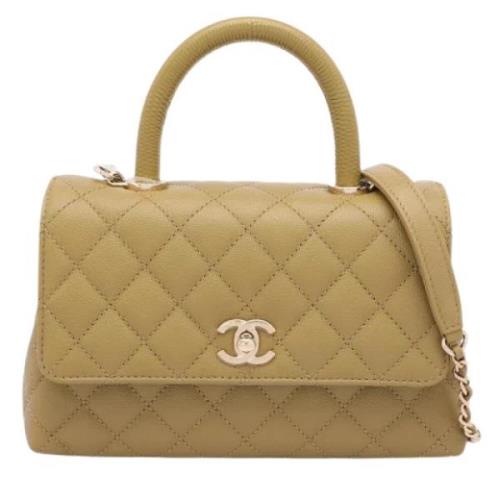 Pre-owned Leather handbags Chanel Vintage , Beige , Dames