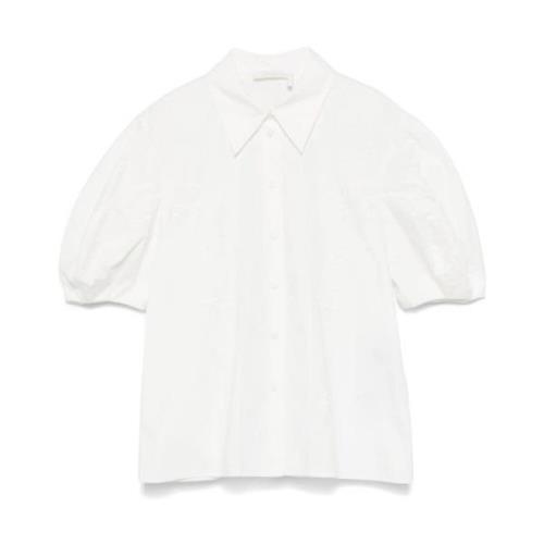 Geborduurde Zwarte Top Knoopsluiting Chloé , White , Dames