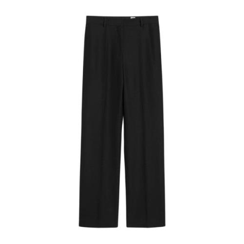 Klassieke Wolblend Rechte Broek TotêMe , Black , Dames