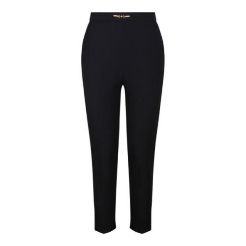 Monogram Satin Lining Black Pants Elisabetta Franchi , Black , Dames