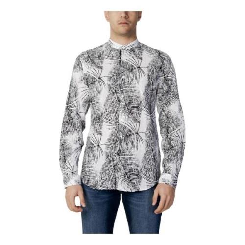 Zwart Print Mandarin Kraag Shirt Antony Morato , Black , Heren