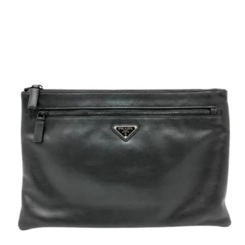 Pre-owned Leather clutches Prada Vintage , Black , Dames