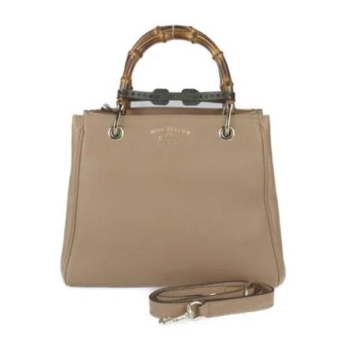 Pre-owned Leather totes Gucci Vintage , Beige , Dames