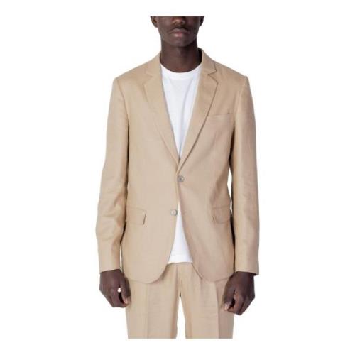 Beige Blazer met Reverskraag Antony Morato , Beige , Heren