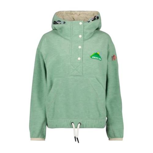 Velours Sweatshirt met capuchon en rits Moncler , Green , Dames