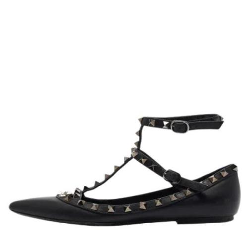 Pre-owned Leather flats Valentino Vintage , Black , Dames