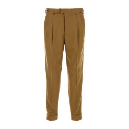 Stretch wolblend kameelbroek PT Torino , Brown , Heren