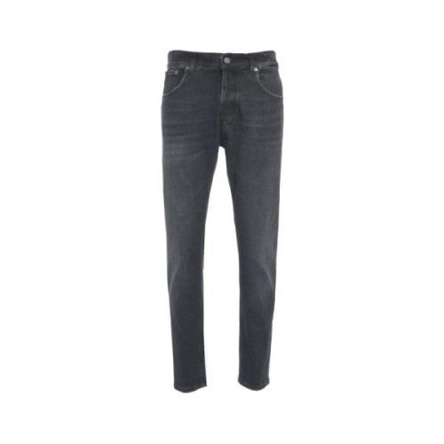 Wortel Slim Fit Jeans met Logo Details Dondup , Black , Heren