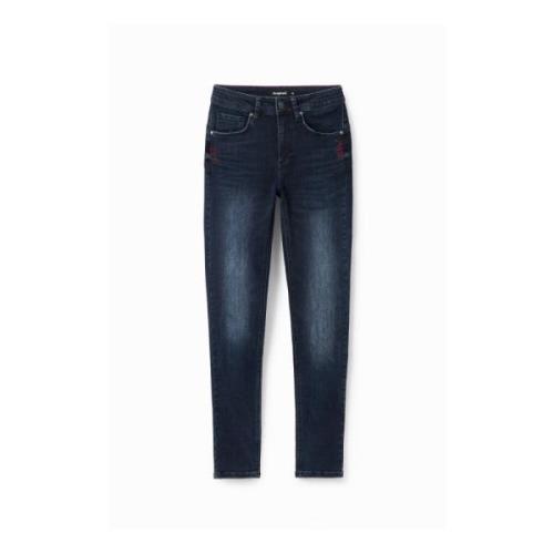 Blauwe versleten jeans met rits Desigual , Blue , Dames