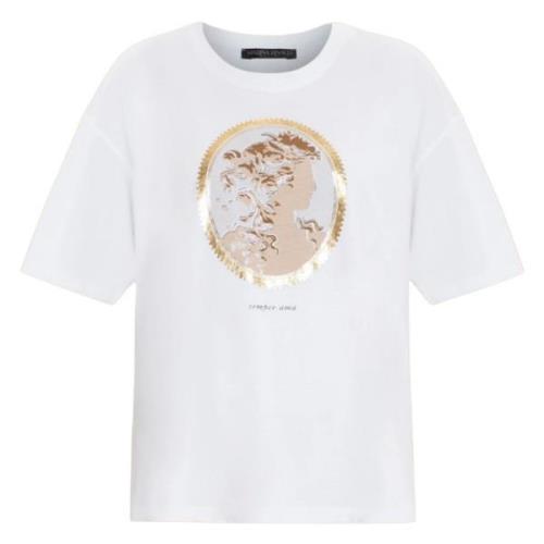 Gouden Detail Klassiek T-shirt Marina Rinaldi , White , Dames