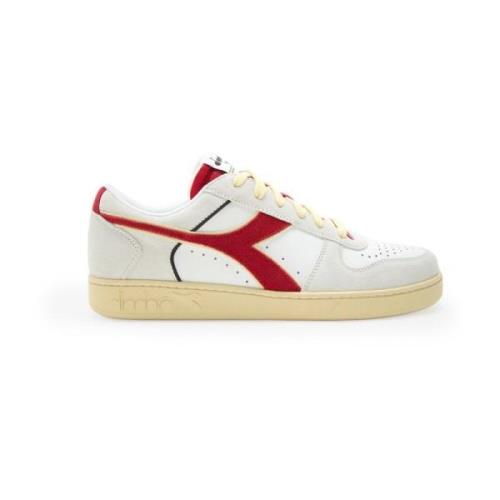 Rode Leren Sneakers Herfst/Winter Stijl Diadora , White , Heren