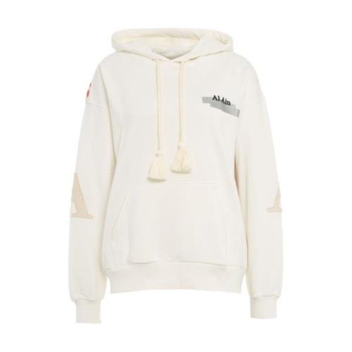 Hoodie met achterprint en patches AL AIN , White , Dames