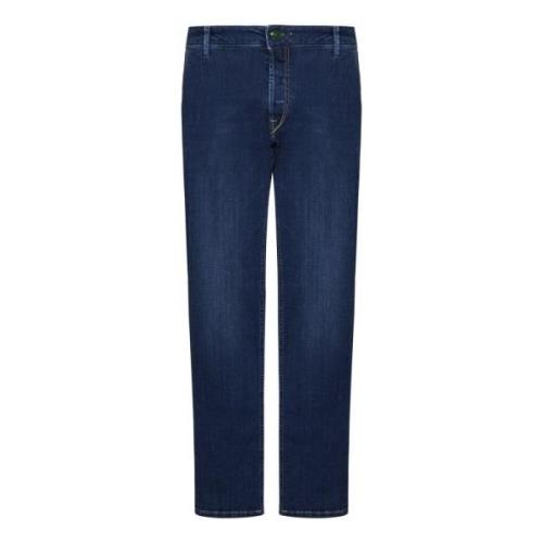 Blauwe Jeans met Logo Borduursel Hand Picked , Blue , Heren