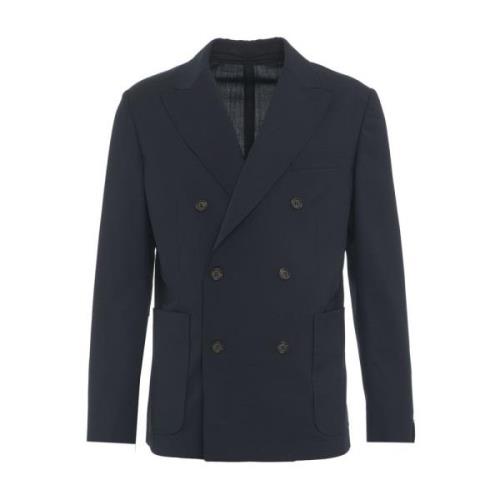 Italiaanse Stijl Double-Breasted Blazer Paolo Pecora , Blue , Heren