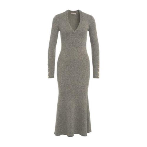 Glitter Finish Gebreide Jurk Flared Cut Liu Jo , Gray , Dames