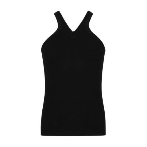 Geribbeld Zwart Tank Top met Rits Courrèges , Black , Dames