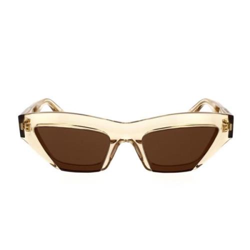 Stijlvolle Cat-Eye zonnebril met metalen strepen Bottega Veneta , Brow...