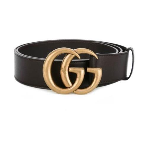 Double G Buckle Wide Riem Gucci , Black , Dames