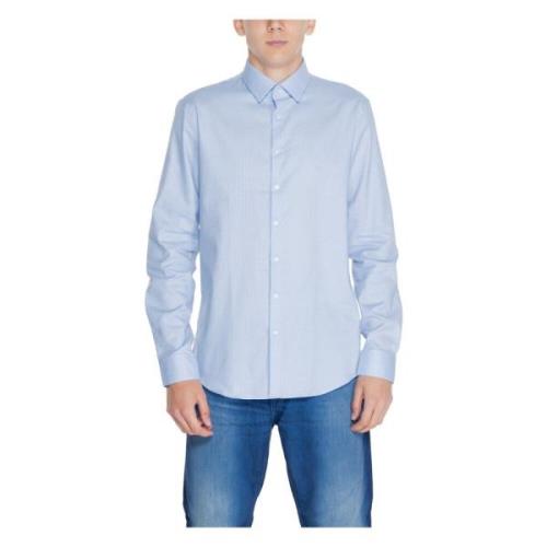 Blauw Geruite Overhemd Lange Mouw Mannen Calvin Klein , Blue , Heren