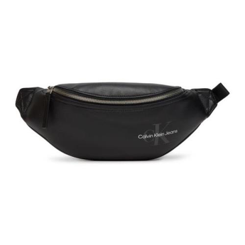 Zwarte schoudertas met ritssluiting Calvin Klein , Black , Heren