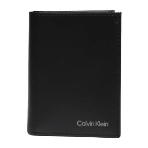 Zwarte Leren Herenportemonnee - Eenvoudig Calvin Klein , Black , Heren