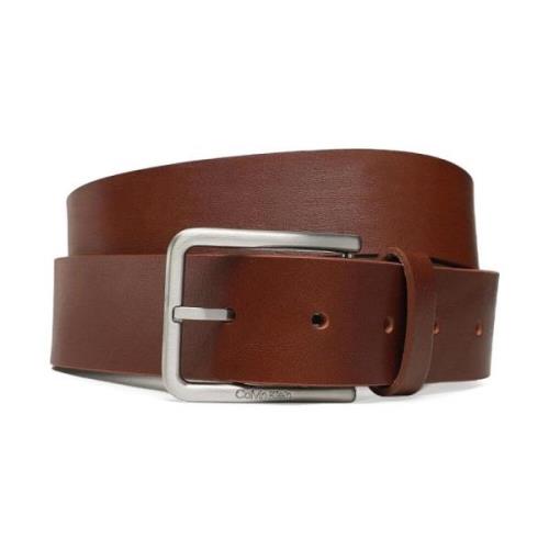 Bruin Leren Riem Gesp Sluiting Calvin Klein , Brown , Heren