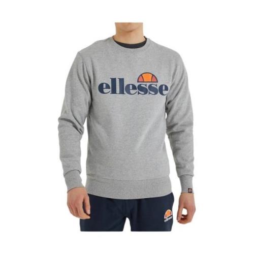 Heren Sweatshirt Comfort Fit Geribbelde Halslijn Ellesse , Gray , Here...