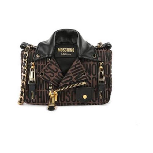 Jacquard Biker Tas in Bruin Moschino , Brown , Dames