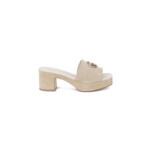 Beige Suède Plateau Sandalen Guess , Beige , Dames